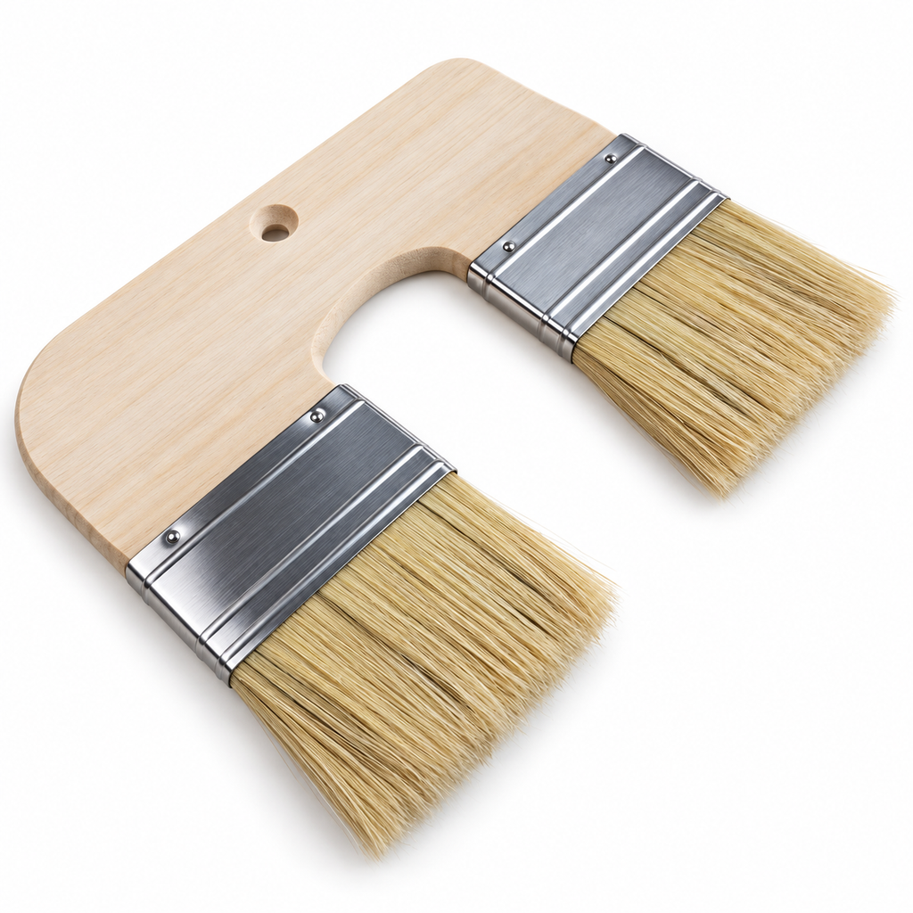 Angled view of double-head faux limewash brush