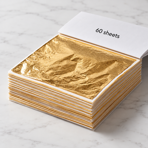 Book of 60 imitation gold leaf sheets separated by tissue