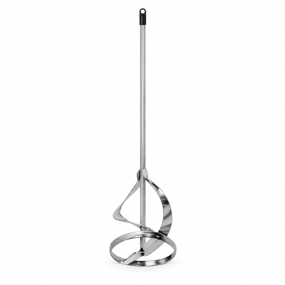 Metal spiral mixing paddle with long shaft and circular base ring